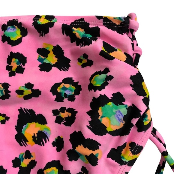 California Waves High Waist Swim Bikini Lace Up Sides Animal Juniors Large - Picture 12 of 14